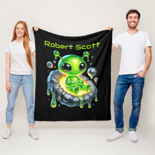 Cool space alien boys fleece blanket