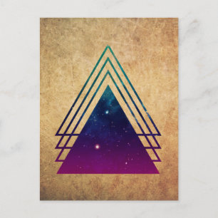 Cool Space Triangles on Grunge Background Postcard