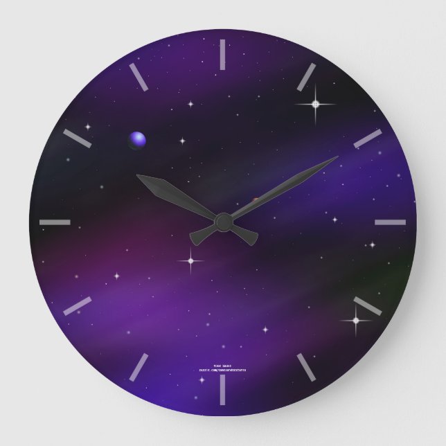 Cool Spacescape With Stars And Planets Clock (Front)