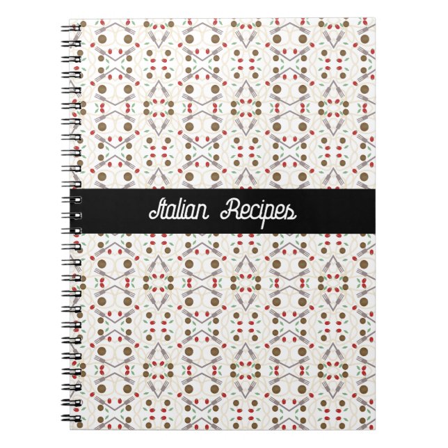 Cool Spagetti and Meatballs Foodie  Pattern Recipe Notebook (Front)