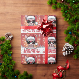 Cool Sphynx Cat Christmas Santa Design Wrapping Paper