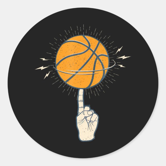 Cool Spinning Basketball On Your Finger Sport Classic Round Sticker (Front)