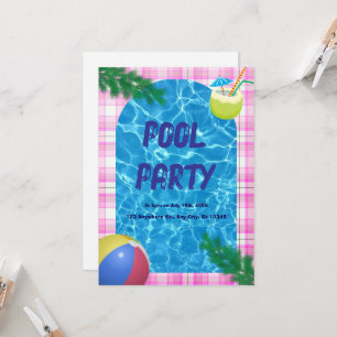 COOL! 🏖️Splash Into Summer – Pool Party Invitatio Invitation