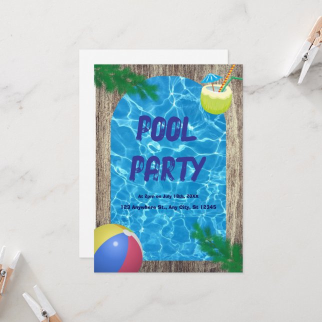 COOL! 🏖️Splash Into Summer – Pool Party Invitatio Invitation (Front/Back In Situ)