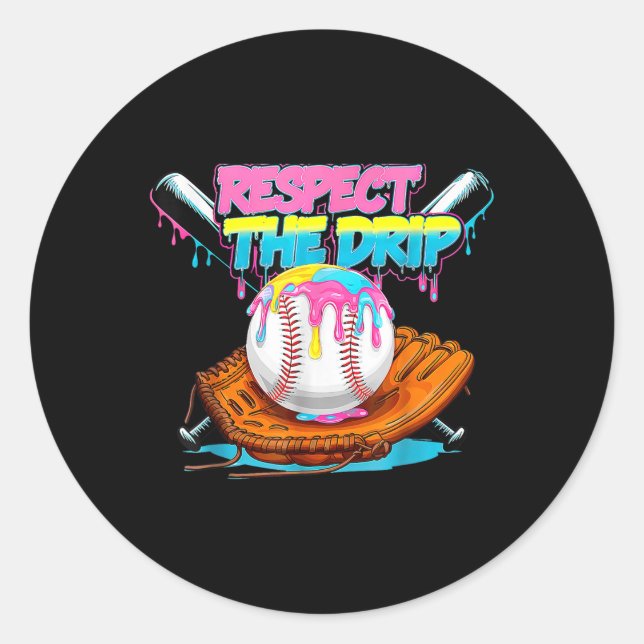 Cool Sport Baseball Home Plate Drip With Sprinkles Classic Round Sticker (Front)