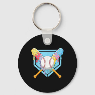 Cool Sport Baseball Home Plate Drip With Sprinkles Keychain
