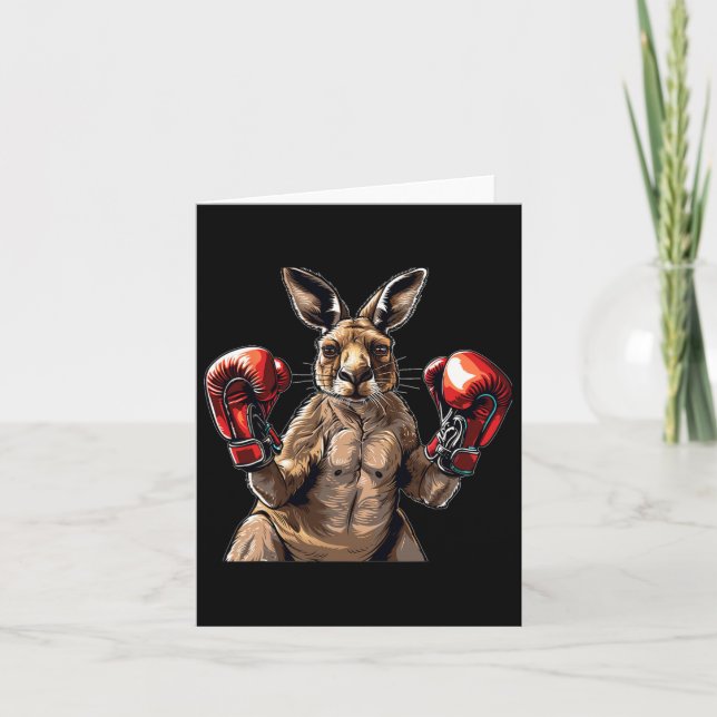 Cool Sport Kangaroo With Punching Mitts  Card (Front)