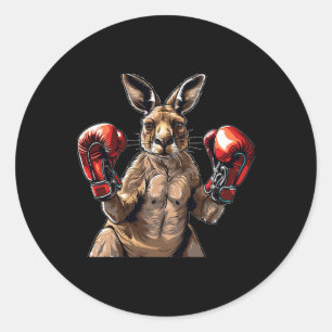 Cool Sport Kangaroo With Punching Mitts  Classic Round Sticker
