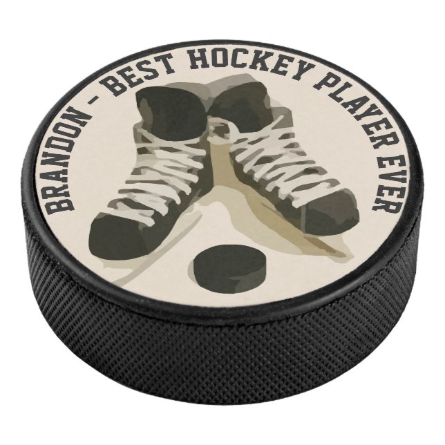Cool Sporty Best Hockey Player Ever Hockey Skates Hockey Puck (3/4)