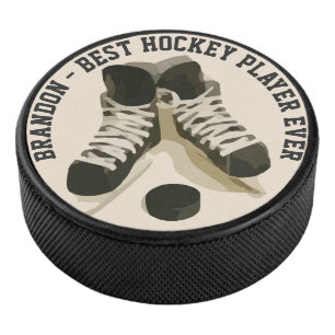 Cool Sporty Best Hockey Player Ever Hockey Skates Puck