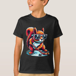 Cool Squirrel Ice Hockey Player Shades  T-Shirt