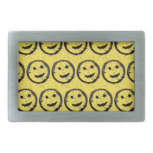 Cool Stained Happy Smiling face pattern yellow Belt Buckle