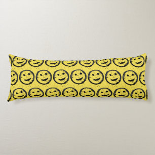 Cool Stained Happy Smiling face pattern yellow Body Pillow