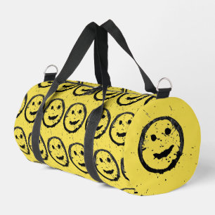 Cool Stained Happy Smiling face pattern yellow Duffle Bag