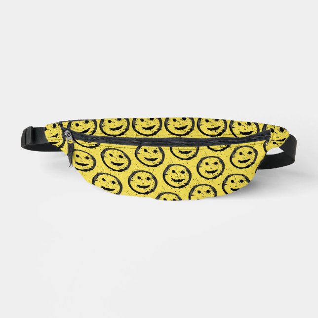 Cool Stained Happy Smiling face pattern yellow Fanny Pack (Front)