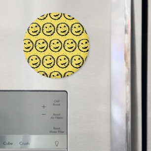 Cool Stained Happy Smiling face pattern yellow Magnet