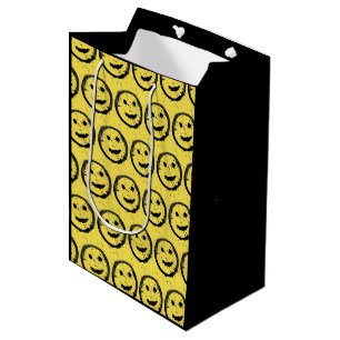 Cool Stained Happy Smiling face pattern yellow Medium Gift Bag