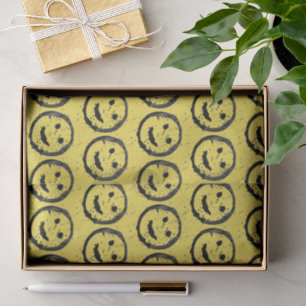 Cool Stained Happy Smiling face pattern yellow Tissue Paper