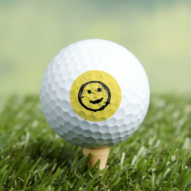 Cool Stained Happy Smiling face yellow Golf Balls (Insitu Tee)