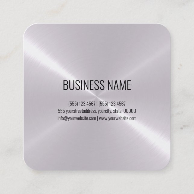 Cool Stainless Steel Metal Look #8 Square Business Card (Back)