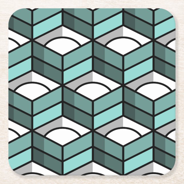 Cool Stair Stepping 3-Dimensional Pattern Square Paper Coaster (Front)