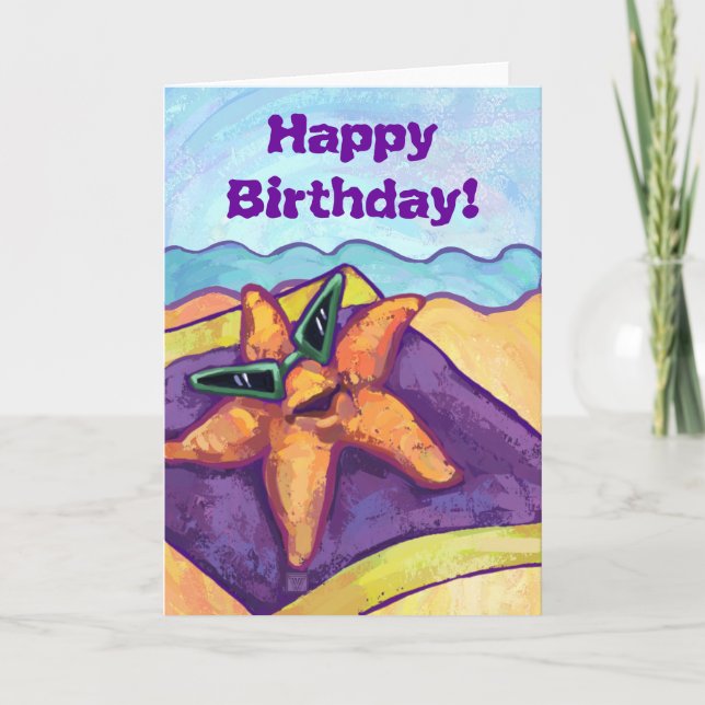 Cool Starfish Happy Birthday Card (Front)
