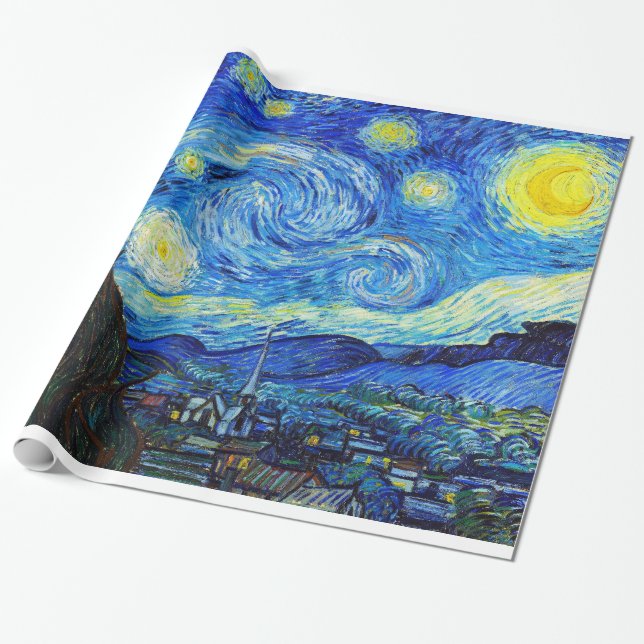 Cool Starry Night Vincent Van Gogh painting ART Wrapping Paper (Unrolled)