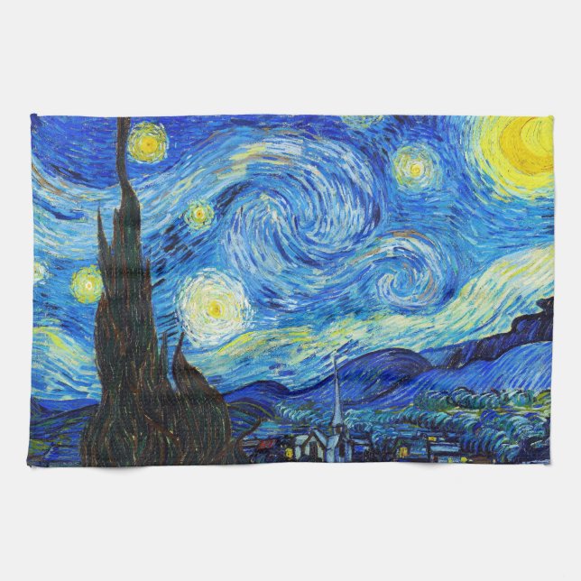 Cool Starry Night Vincent Van Gogh painting Kitchen Towel (Horizontal)