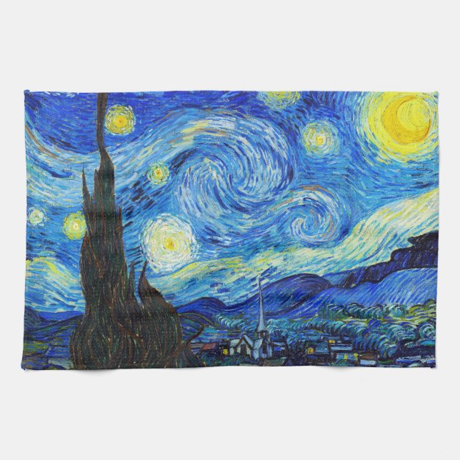 Cool Starry Night Vincent Van Gogh painting Kitchen Towel (Horizontal)