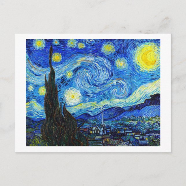 Cool Starry Night Vincent Van Gogh painting Postcard (Front)