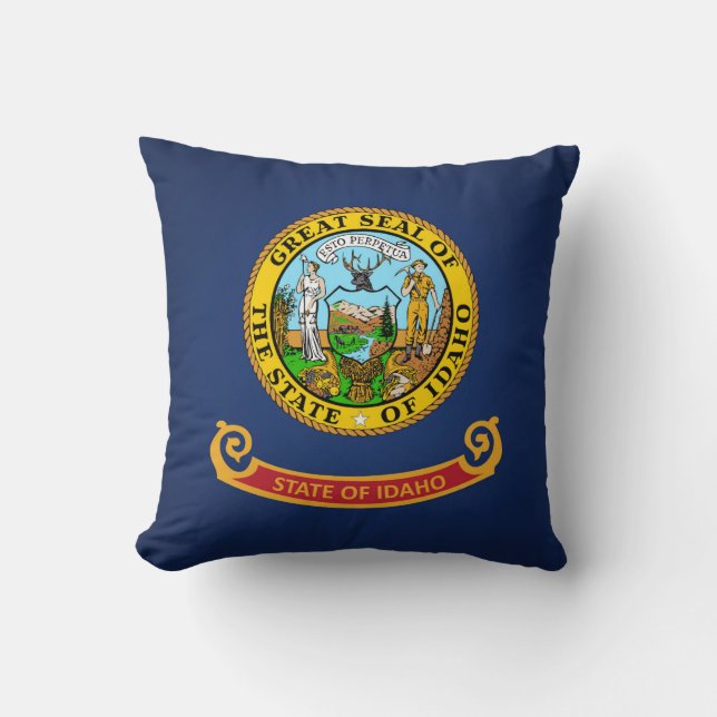 Cool State Of Idaho Flag Throw Pillow (Front)