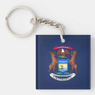 Cool State Of Michigan Flag Keychain