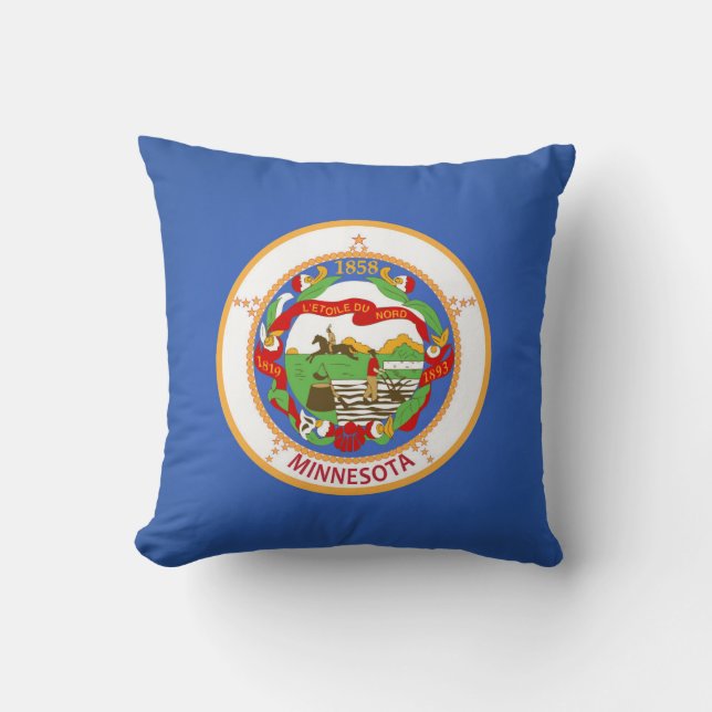Cool State Of Minnesota Flag Throw Pillow (Front)