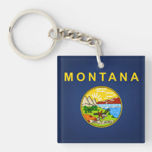 Cool State Of Montana Flag Keychain