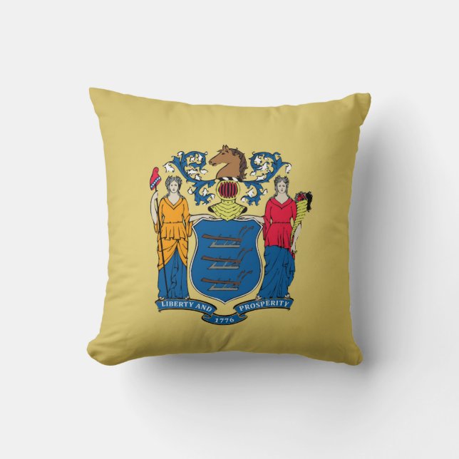 Cool State Of New Jersey Flag Throw Pillow (Front)