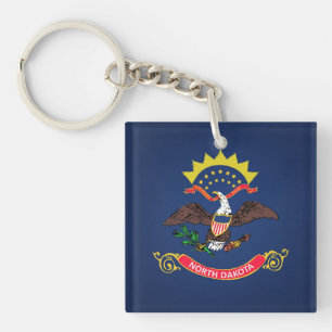 Cool State Of North Dakota Flag Keychain