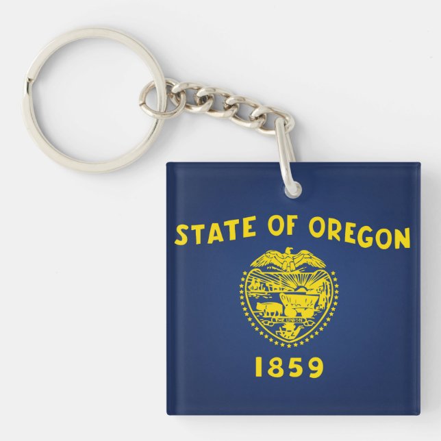 Cool State Of Oregon Flag Keychain (Front)