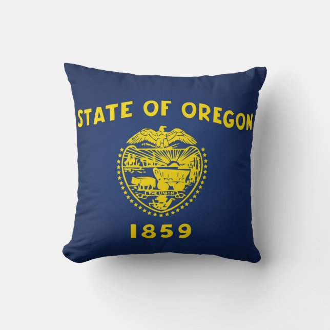 Cool State Of Oregon Flag Throw Pillow (Front)