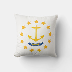 Cool State Of Rhode Island Flag Throw Pillow