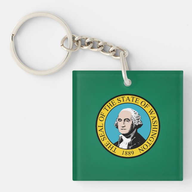 Cool State Of Washington Flag Keychain (Front)