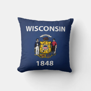 Cool State Of Wisconsin Flag Throw Pillow