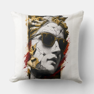 Cool Statue with Sunglasses – Ancient Wisdom Moder Throw Pillow