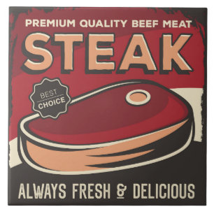 Cool steak retro vintage  tile