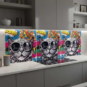 Cool Steampunk Cat Sunglasses Comic Ceramic Tile
