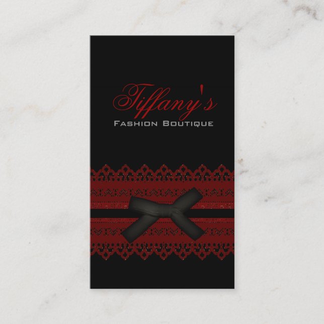 Cool Steampunk Gothic Red Lace Black bow Business Card (Front)