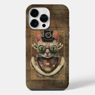 Cool Steampunk Orange Tabby Cat iPhone 14 Pro Max Case