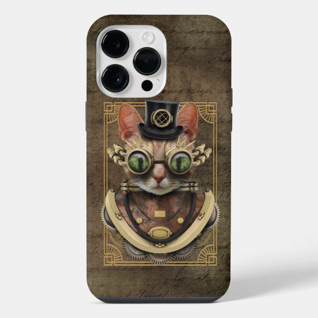 Cool Steampunk Orange Tabby Cat iPhone Case (Back)