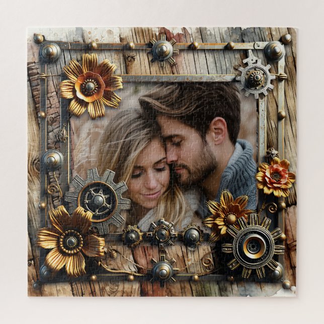 Cool Steampunk Personalized Photo Jigsaw Puzzle (Vertical)