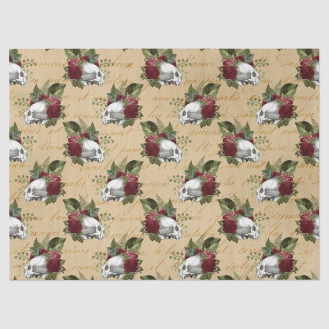 Cool steampunk skulls and flowers tissue paper (Front)