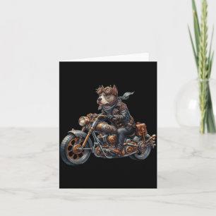 Cool Steampunk Tbull Biker Vintage Motorcycle Dog Card